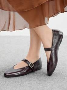 CUCCOO BIZCHIC Women's Fashion Commuter Versatile Casual Mary Jane Flat Shoes For Christmas Spring Shoes - Coffee Brown - View 3