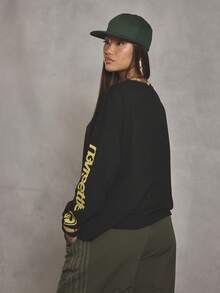 MUSERA Oversized Graphic Sleeve Long Sleeve Top T-Shirt Cool Girl, Streetstyle, Everyday, , Winter, Varsity, 1997  Holiday Vacation Graphic Tees