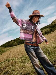 Bohemela 女士休闲开衫毛衣，适合冬季、万圣节、圣诞节和费尔岛风格 - 彩色 - 查看 7