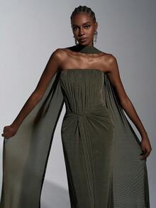 Elitara Minimalist Structuralist Handcrafted Pleated Strapless Bodycon Dress, Suitable For Evening Gowns, Business Formal, Guest Dresses, Mesh Dresses, Formal Dresses, Maxi Dresses