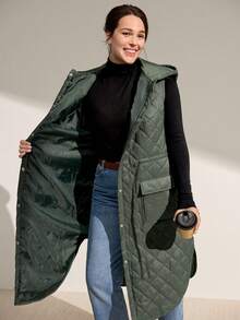 Momelise Christmas Plus Size Women's Fashionable And Versatile Padded Coat - Army Green - View 10