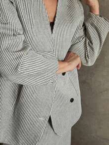 Livesso Conjunto de 2 piezas de chaqueta y falda de mezcla de lana de espiga para mujer