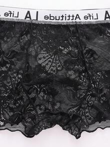 DrisQ 1 pieza Calzoncillos de encaje sexy para hombres con cintura con estampado de letras - Negro - Ver 6