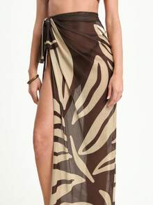 CAJUNI Women's Casual Vacation Leaf Print Scarf & Skirt Set - Beach - Multicolor - View 6