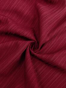 SHEIN Maternity Casual Solid Color Nursing Dress, Autumn Fall - Burgundy - View 4