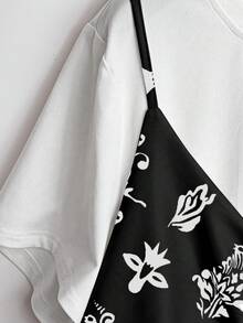 GlowEve CURVE Plus Size Women Summer Floral Print Short Sleeve T-Shirt - White - View 6