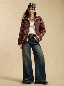 Easelle 女士花卉图案落肩长袖休闲宽松冬季夹克 - 彩色 - 查看 3