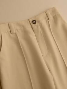 GlowEve 双色荷叶边袖腰带衬衫和阔腿裤 - 卡其色 - 查看 4