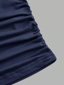 SHEIN EZwear 3件套女士休闲纯色圆领褶皱长袖T恤，涤纶材质，秋冬款 - 彩色 - 查看 8