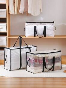 Novo saco para guardar edredons, saco de alta qualidade para mudanças, grande capacidade, à prova de poeira e umidade, dobrável e com alças, ideal para roupas, roupa de cama, brinquedos, travesseiros e cobertores. Armazenamento sazonal. - Multicolorido - Ver 4