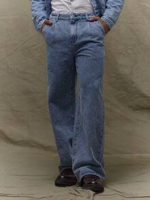 Musero 直筒破洞牛仔裤 秋冬春夏款 - 淺色水洗藍 - 查看 2