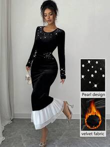 Modelyn Elegant Bubble Design Mermaid Dress With Long Sleeves (Random Bubble Decor) Women Party Dress Elegant Luxury Dress For Women Long Bodycon Dress Long Sleeve Elegant Dress Elegant Midi Dress