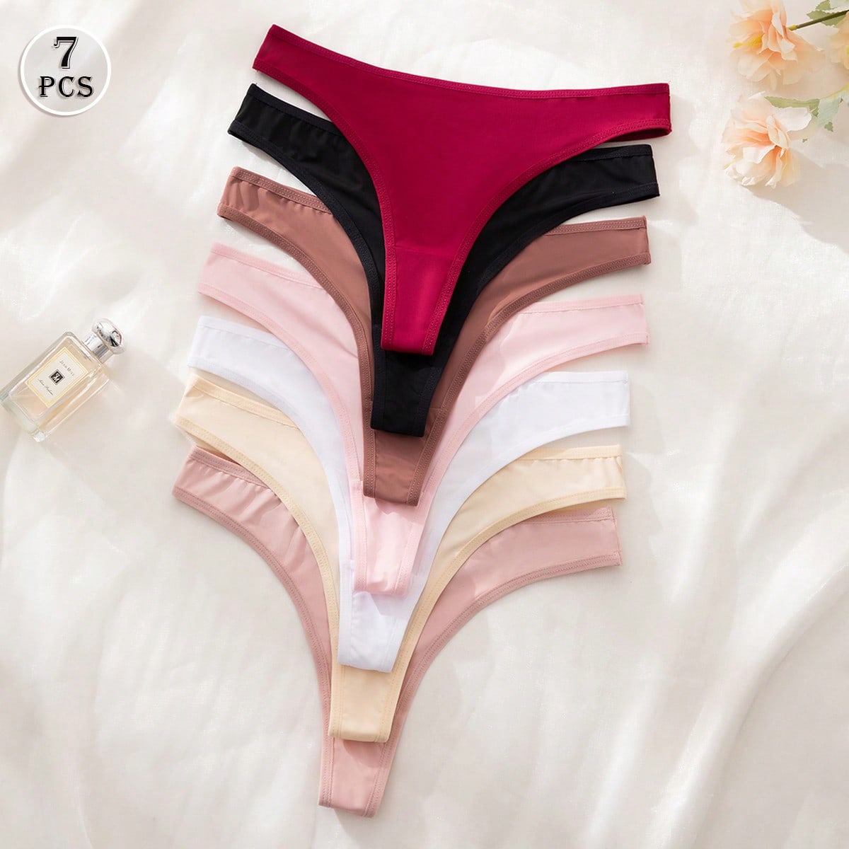 Set de 7 bragas tipo tanga sin costuras, de cintura baja y cómodas de usar