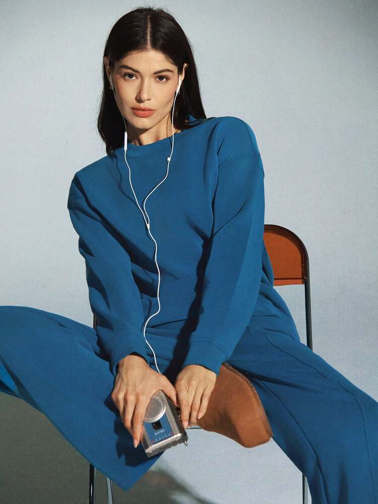 Modal Fleece Soft Warm Oversized Long Sleeve Sweatshirt Daily Casual Fall Winter