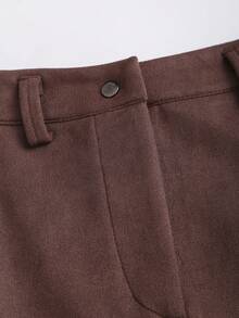 EgrlEra 女士时尚性感棕色绒面革抹胸上衣和人造毛皮饰边迷你裙两件套，适合派对和约会 - 棕色 - 查看 5