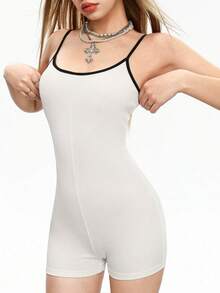 INAWLY Women's Long Sleeve Camisole Top And Spaghetti Strap Jumpsuit Casual 2 Pieces Set - White - View 7