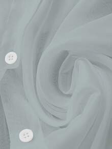 SHEIN Clasi Áo cánh trắng mỏng thường ngày cỡ lớn có nơ - Bụi tím - Xem 3