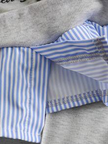 2 件套 Tween GirlsCalifornia 图案印花条纹纯色 Polo 领长袖运动衫和裤子，时尚运动休闲装，春秋季 - 灰色 - 查看 6