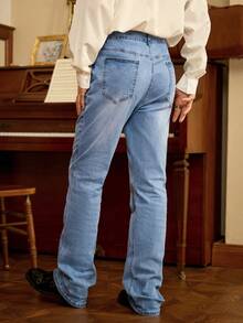 RivetRise Men's Light Blue Horseshoe Embroidered Slim Fit Flared Jeans - Light Wash - View 4