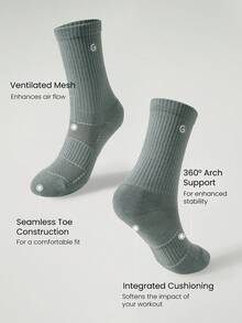 GLOWMODE 3 双袜子柔软透气网眼带刺绣标志运动日常休闲 - 綠色 - 查看 3