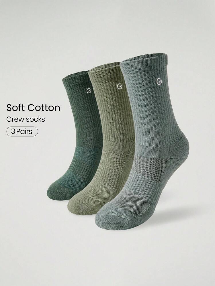 3 Pairs Socks Soft Ventilated Mesh With Embroidered Logo Workout Daily Casual