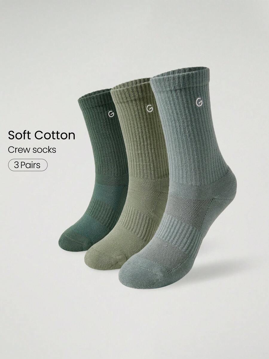 GLOWMODE 3 双袜子柔软透气网眼带刺绣标志运动日常休闲 - 綠色 - 查看 1