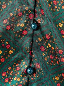 lacRébo 缎面花卉衬衫，V 领，荷叶边袖口，秋季女装，秋冬 - 彩色 - 查看 7