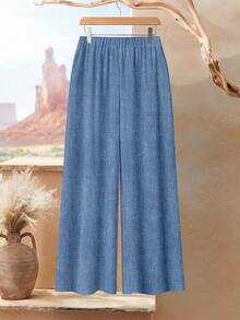 Rusticease 2 件套女士水彩花卉印花宽松圆领长袖上衣和裤子套装，夏季秋季