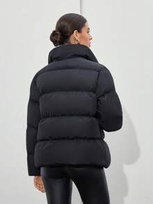 SHEIN Cappotti invernali di colore unito, con bottoni a pressione - nero - Visualizzare 2