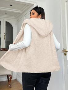 Solflare 大码休闲连帽背心，杏色，秋冬 - 杏色 - 查看 2