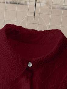 Franclia Women's Lace Trim French Collar Button Front Long Sleeve Blouse Women Shirt Lace Shirtwhite Young Girls Blouses