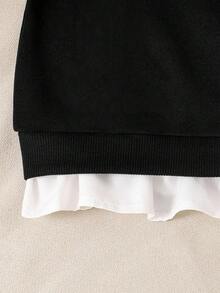 Genkimix Kids Áo nỉ thường ngày cho bé gái có nơ trang trí, Thu/Đông - màu đen - Xem 6