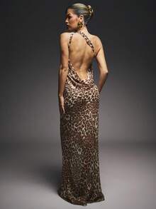 Hauture 女式豹纹露背无袖紧身连衣裙 - 彩色 - 查看 4