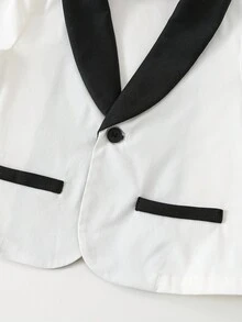 3pcs Baby Boy Gentleman Outfit Set: Colorblock Black & White Suit Jacket, Shirt, And Elastic Waist Pants - Multicolor - View 6
