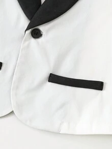 3pcs Baby Boy Gentleman Outfit Set: Colorblock Black & White Suit Jacket, Shirt, And Elastic Waist Pants - Multicolor - View 7