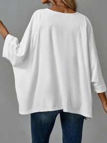 SHEIN LUNE Casual Minimalist Gold Foil Heart Graphic Basic T-Shirt For Women, Suitable For Autumn/Winter - Multicolor - View 6