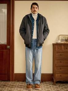 RivetRise 复古水洗蓝色超喇叭牛仔裤，休闲秋季 - 藍色 - 查看 2