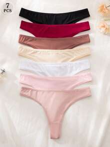 7件套无缝低腰舒适百搭丁字裤 - 彩色 - 查看 3