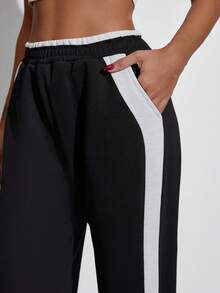 SHEIN Sweatpant Wide Leg Super Sporty - Black - View 6