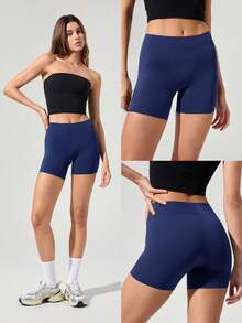 1 paquete de bragas tipo short de cintura alta GLOWMODE para uso diario y casual - Dark Blue - Ver 7