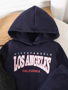 3pcs Baby Boy Landmark Print Hooded Sweatshirt Set With Vest Jacket, Suitable For Autumn/Winter, Black Set With Black Vest Is Versatile Baby Boy Winter Sets Baby Boy Tracksuit Baby Boy Hoodie Set Baby Boy Casual Set Baby Set Autumn Winter Season