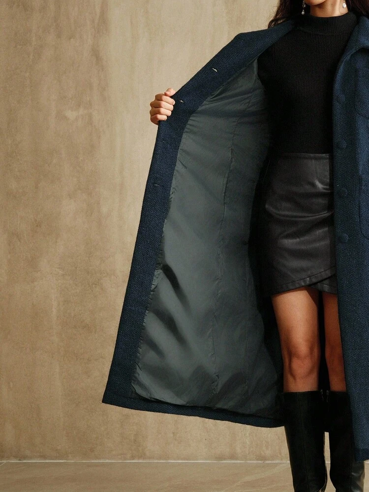 Women's Long Waist-Cinched Oversized Pocket Luxurious Elegant Versatile Fashion Overcoat, Suitable For Autumn, Fall, Winter, Going Out, Formal, Party, Chic, New Year, Christmas, Work, Graduation, Wedding