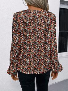 SHEIN LUNE 休闲简约碎花女式衬衫，适合秋冬季 - 彩色 - 查看 2