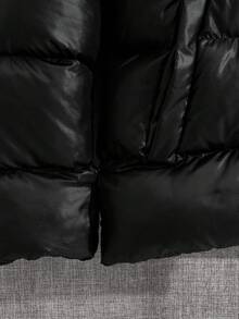 EURMUSE Men Shiny Special Fabric Patched AW Fashion Regular Wintercoat - Black - View 5