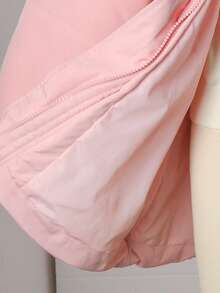 SHEIN Girls' Sweet Fur Collar Padded Coat, Waist Cinched Silhouette, Suitable For School, Casual Outings, Winter Coat - Pink - View 8