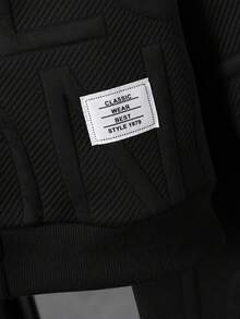 SHEIN Explorewe 2pcs/Set Young Boy Casual Solid Color Long Sleeve Comfortable Thermal Lined Hooded Jacket And Pants Set, Suitable For Casual Daily Wear And Outdoor Activities In Autumn/Winter - Black - View 3