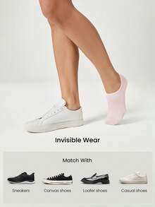 GLOWMODE 3 Pairs Invisible No-Show Socks Walk A Mile Soft Grip Daily Studio Workout Gym - Blush Crush - View 5