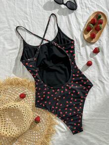 Swim Vcay Biquíni feminino sexy com estampa de morango e ajuste fino, novidade para primavera/verão