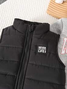 3 件套男婴地标印花连帽卫衣套装，含背心外套，适合秋冬多种场合，黑色套装搭配黑色背心百搭 - 灰色 - 查看 6