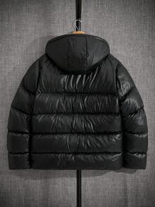 EURMUSE Men Shiny Special Fabric Patched AW Fashion Regular Wintercoat - Black - View 2